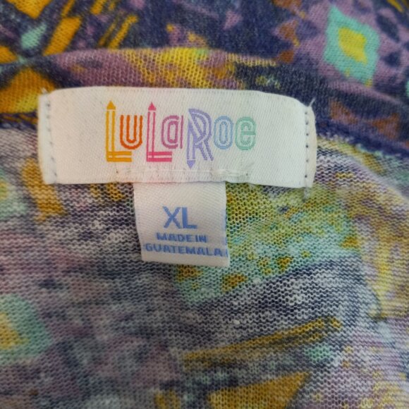 Lularoe Sarah XL Long Duster Cardigan Open Front Geometric Linen Blend NEW - Picture 7 of 8